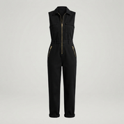 Hannah Clarke | Sleeveless Utility Jumpsuit with Gold Zip For Women