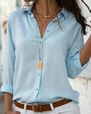 Hannah Kilby | White Satin Button Blouse For Women