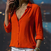 Hannah Kilby | White Satin Button Blouse For Women