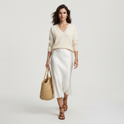 Harper Collins | Satin Maxi Skirt & Knit Sweater Set For Women