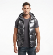 Harper Mitchell | Metallic Puffer Vest For Men