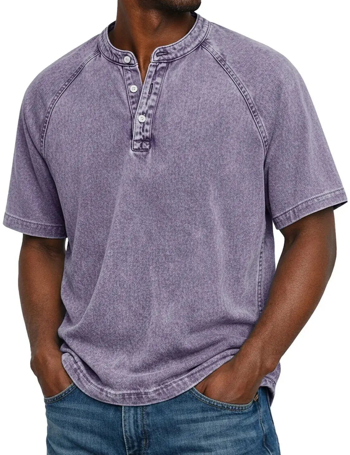 Ethan Murphy | Washed Henley T-Shirt For Men