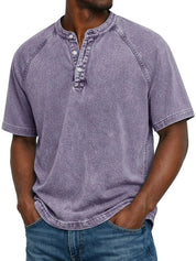 Ethan Murphy | Washed Henley T-Shirt For Men