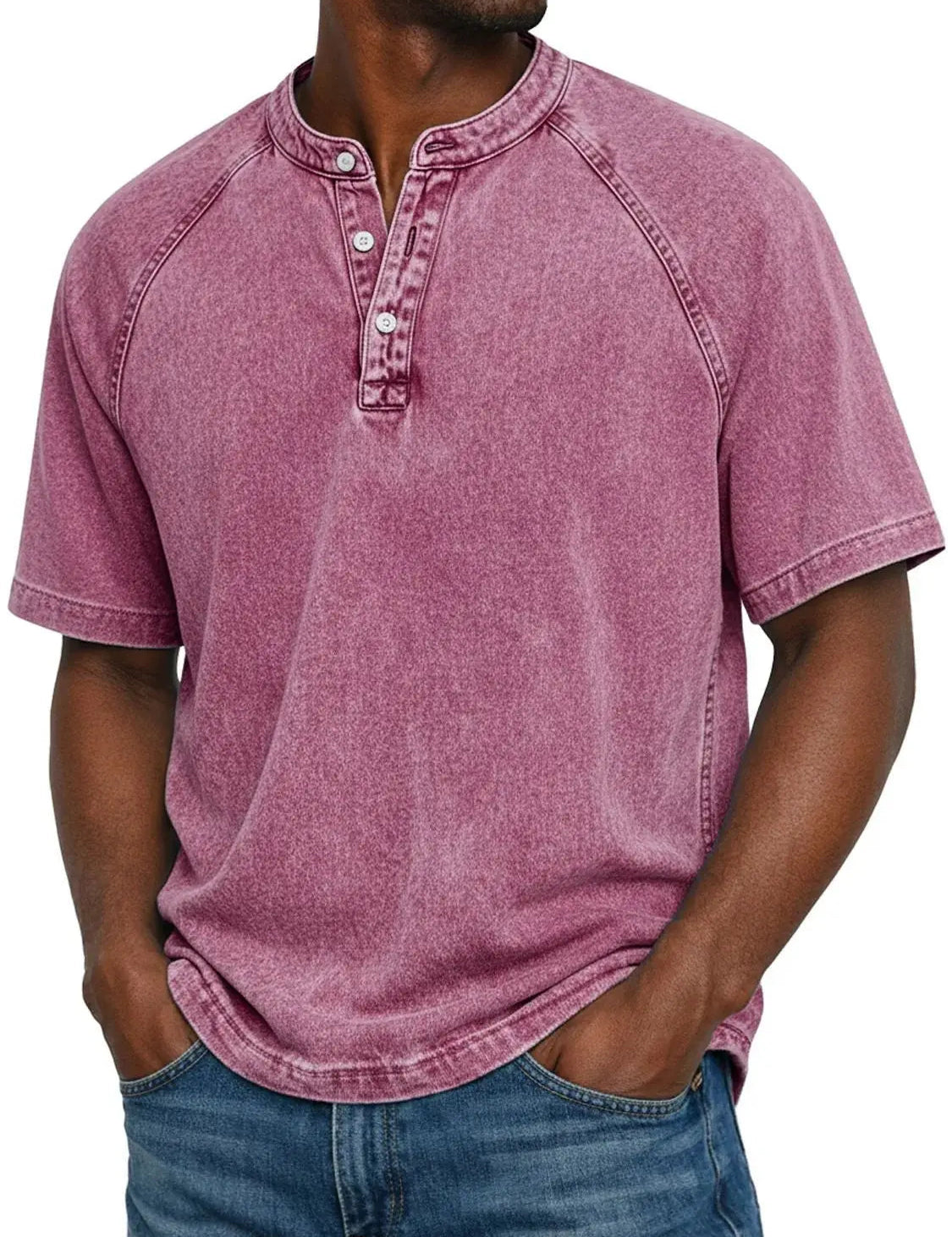 Ethan Murphy | Washed Henley T-Shirt For Men