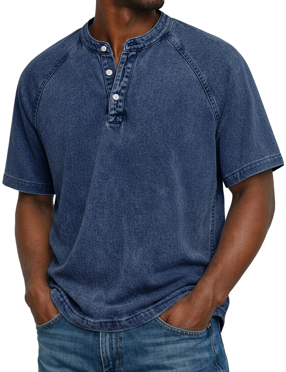 Ethan Murphy | Washed Henley T-Shirt For Men