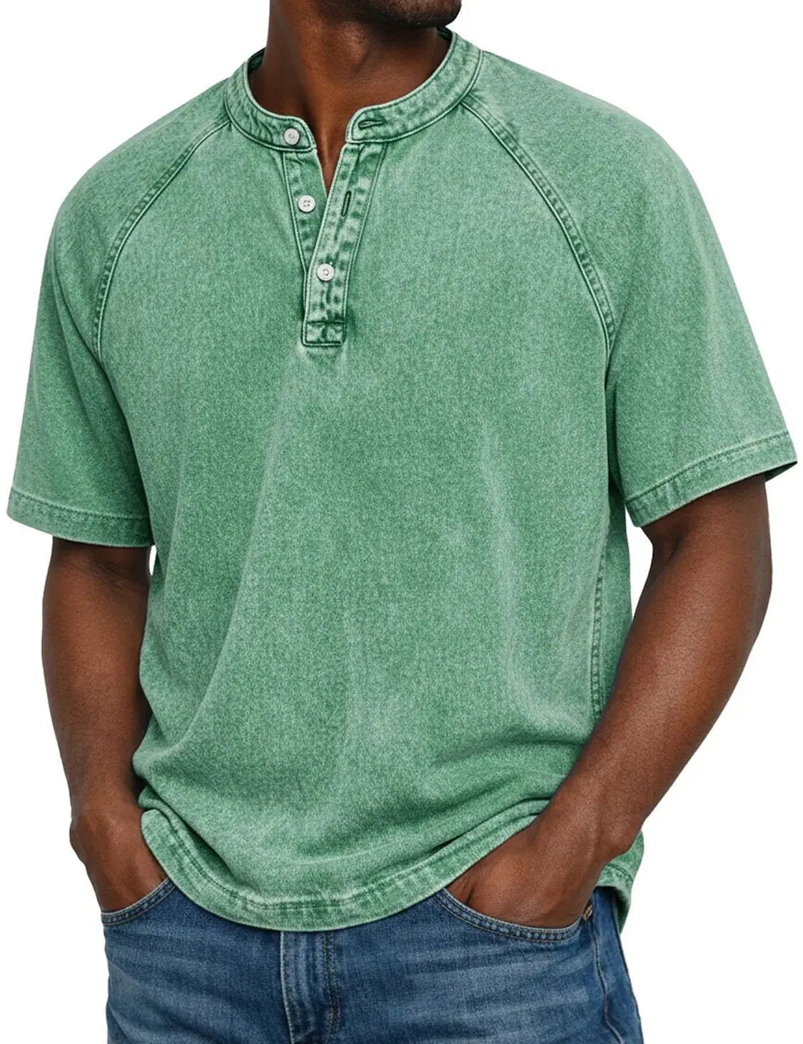 Ethan Murphy | Washed Henley T-Shirt For Men