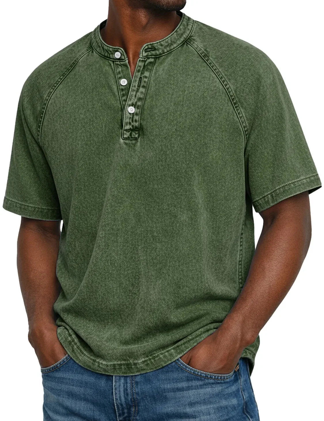 Ethan Murphy | Washed Henley T-Shirt For Men