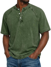Ethan Murphy | Washed Henley T-Shirt For Men