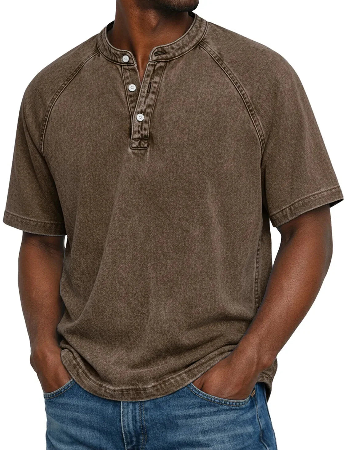 Ethan Murphy | Washed Henley T-Shirt For Men