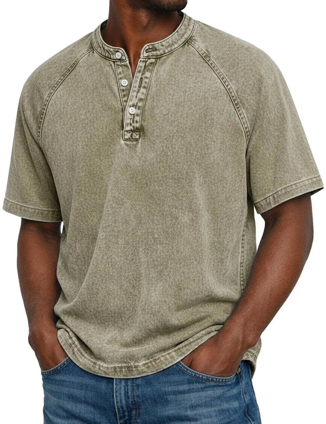 Ethan Murphy | Washed Henley T-Shirt For Men