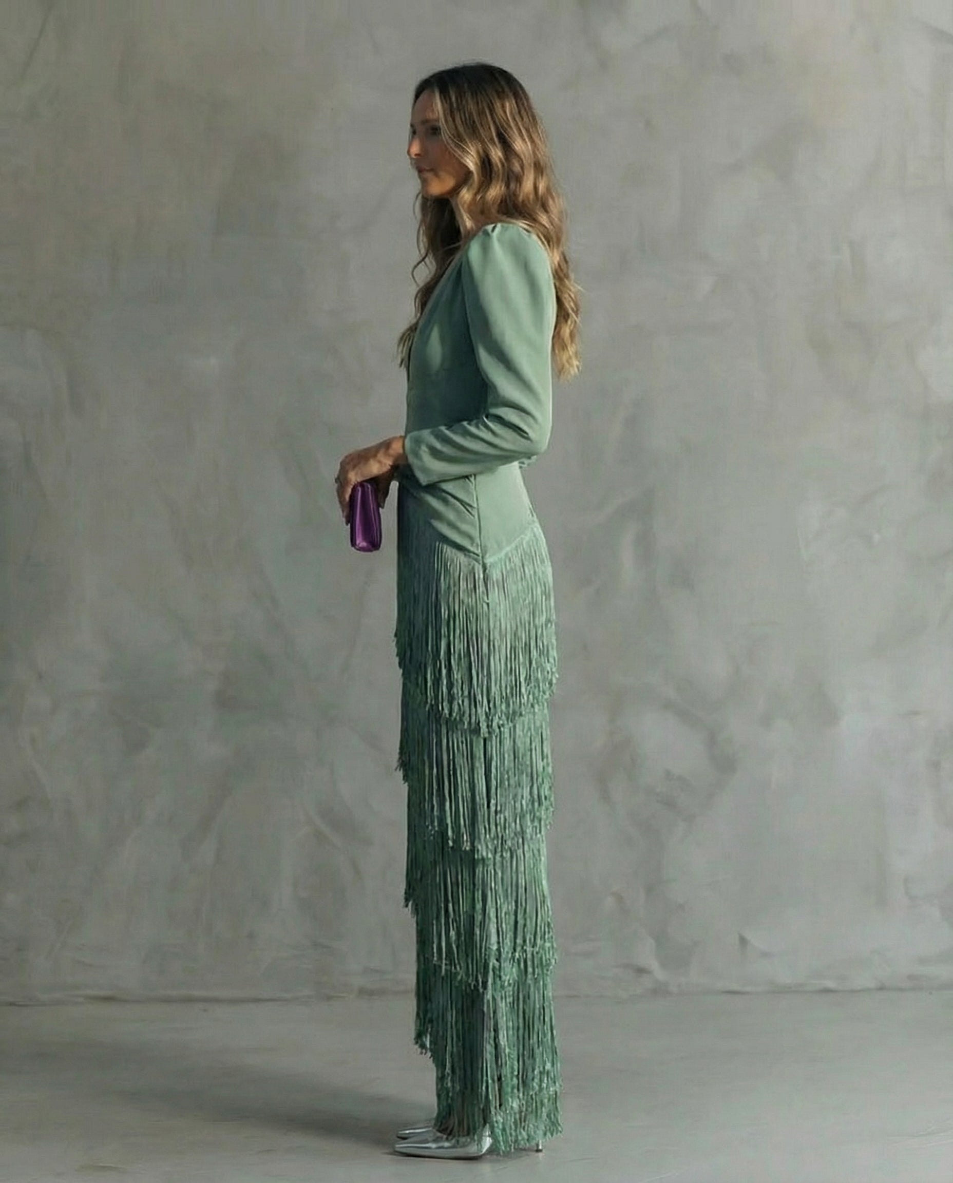 Emma Martin | Flowy V-Neck Long Sleeve Dress For Women