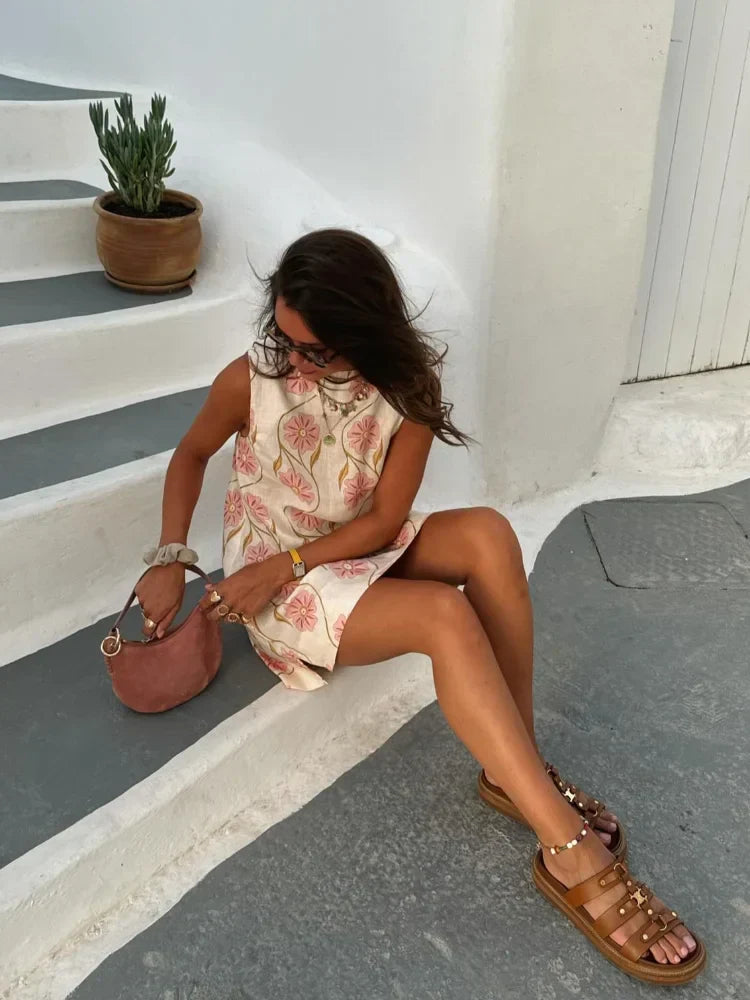 Hollie Brannigan | Pink Floral Print Summer Dress For Women