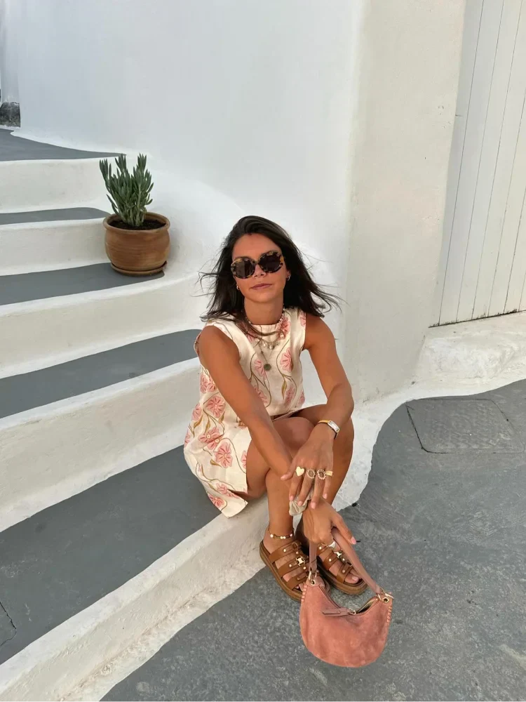 Hollie Brannigan | Pink Floral Print Summer Dress For Women