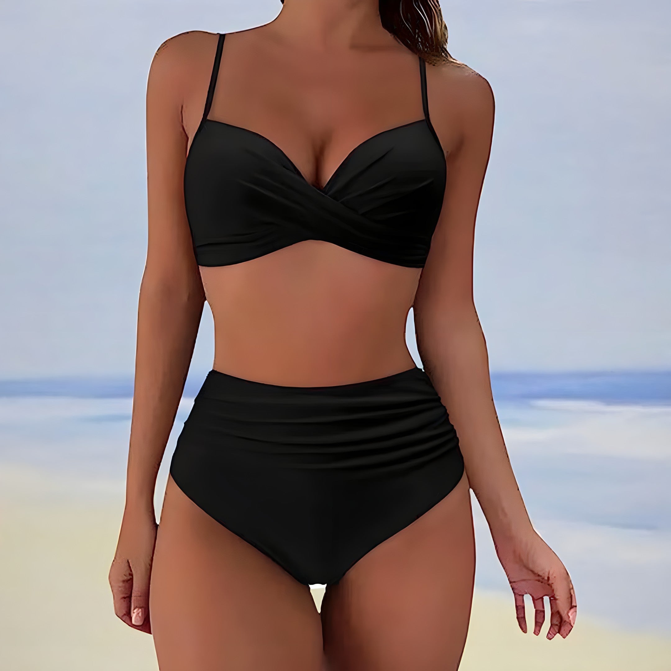 Holly Danvers | Khaki Twist High Waist Bikini Set For Women