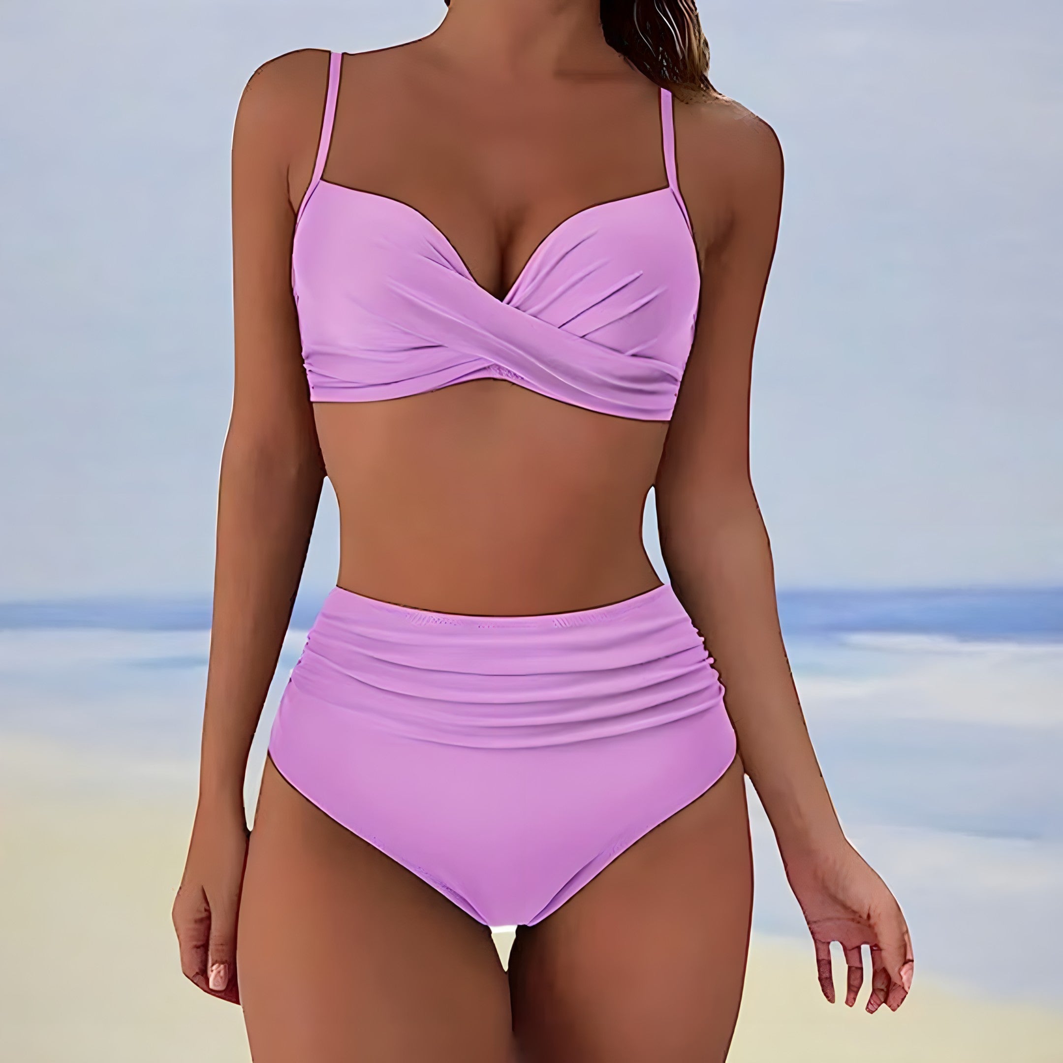 Holly Danvers | Khaki Twist High Waist Bikini Set For Women