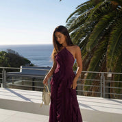 Grace Holloway | Pleated Ruffle Halter Maxi Dress For Women