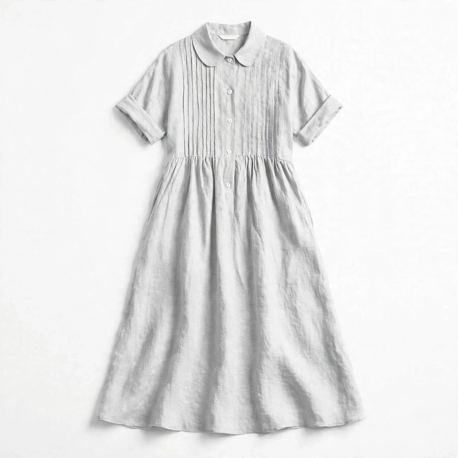 Ilaria Everwell | Button Front Pleated Summer Shirt Dress For Women