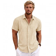Cesare Crandale | Short Sleeve Linen-Look Summer Shirt For Men