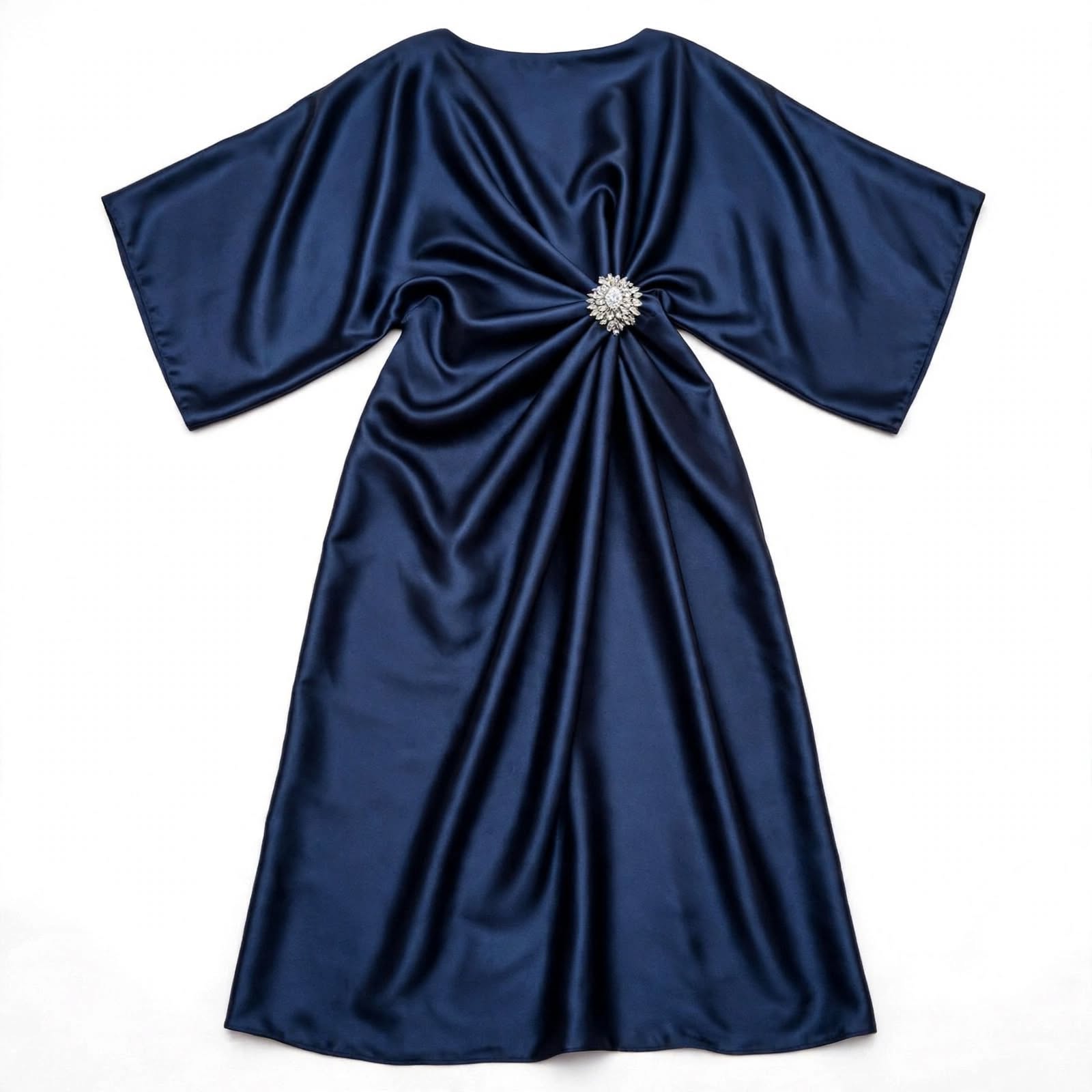 Cinzia Merhurst | Draped Satin Cape Sleeve Maxi Dress For Women