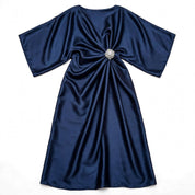 Cinzia Merhurst | Draped Satin Cape Sleeve Maxi Dress For Women