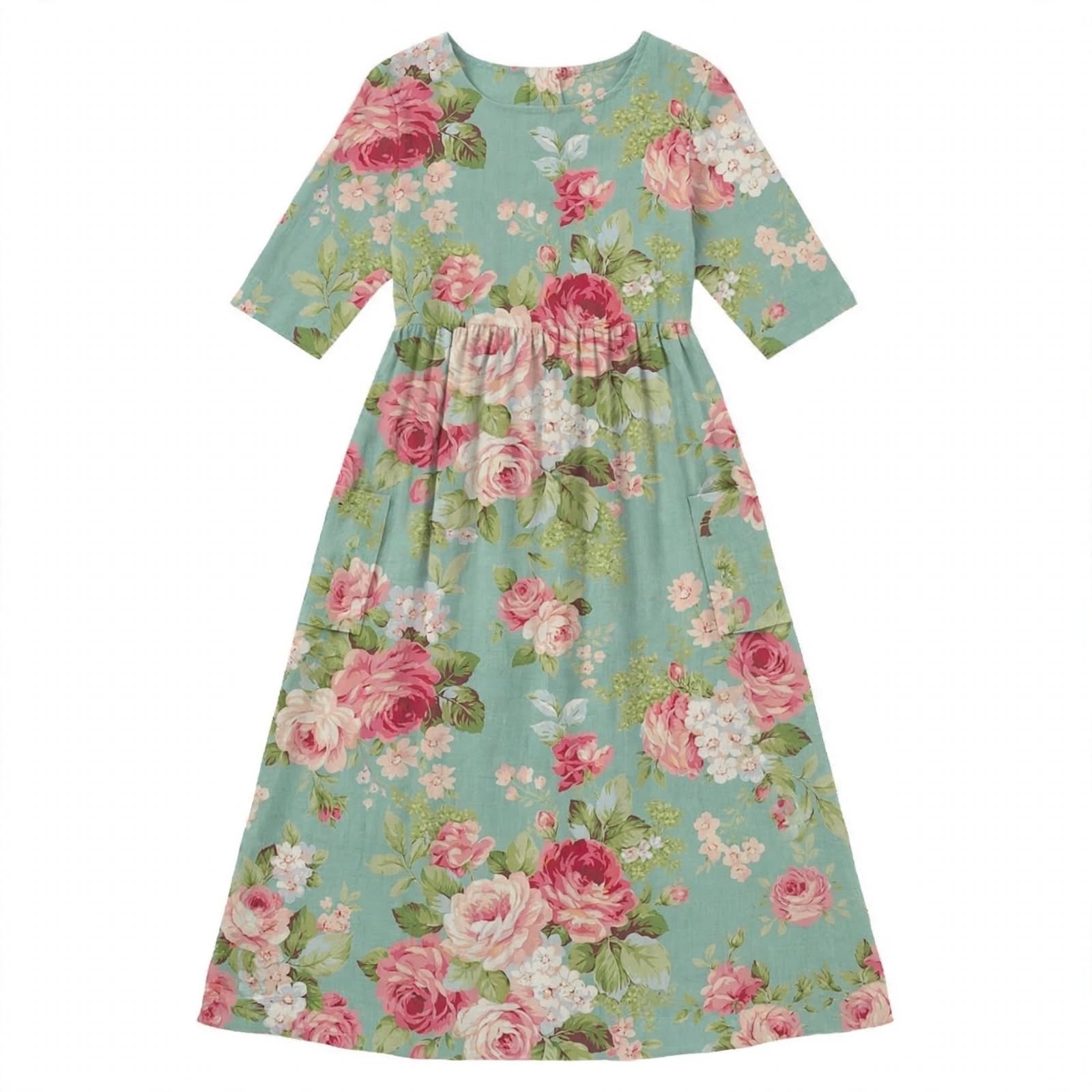 Tina Colebridge | Floral Print Half Sleeve Midi Dress For Women