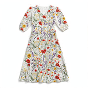 Gaia Levmere | White Floral Gathered Waist Maxi Dress For Women