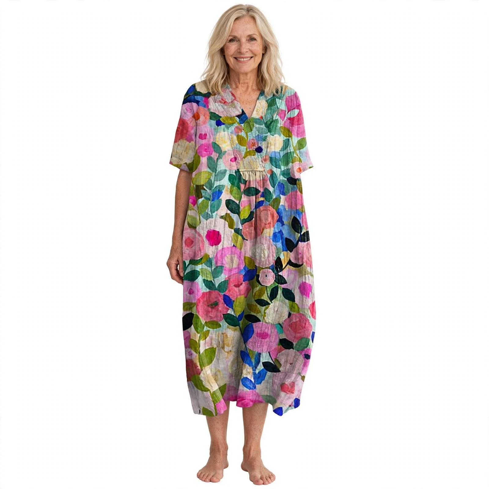 Bice Tidmore | Floral Print V-Neck Midi Dress For Women