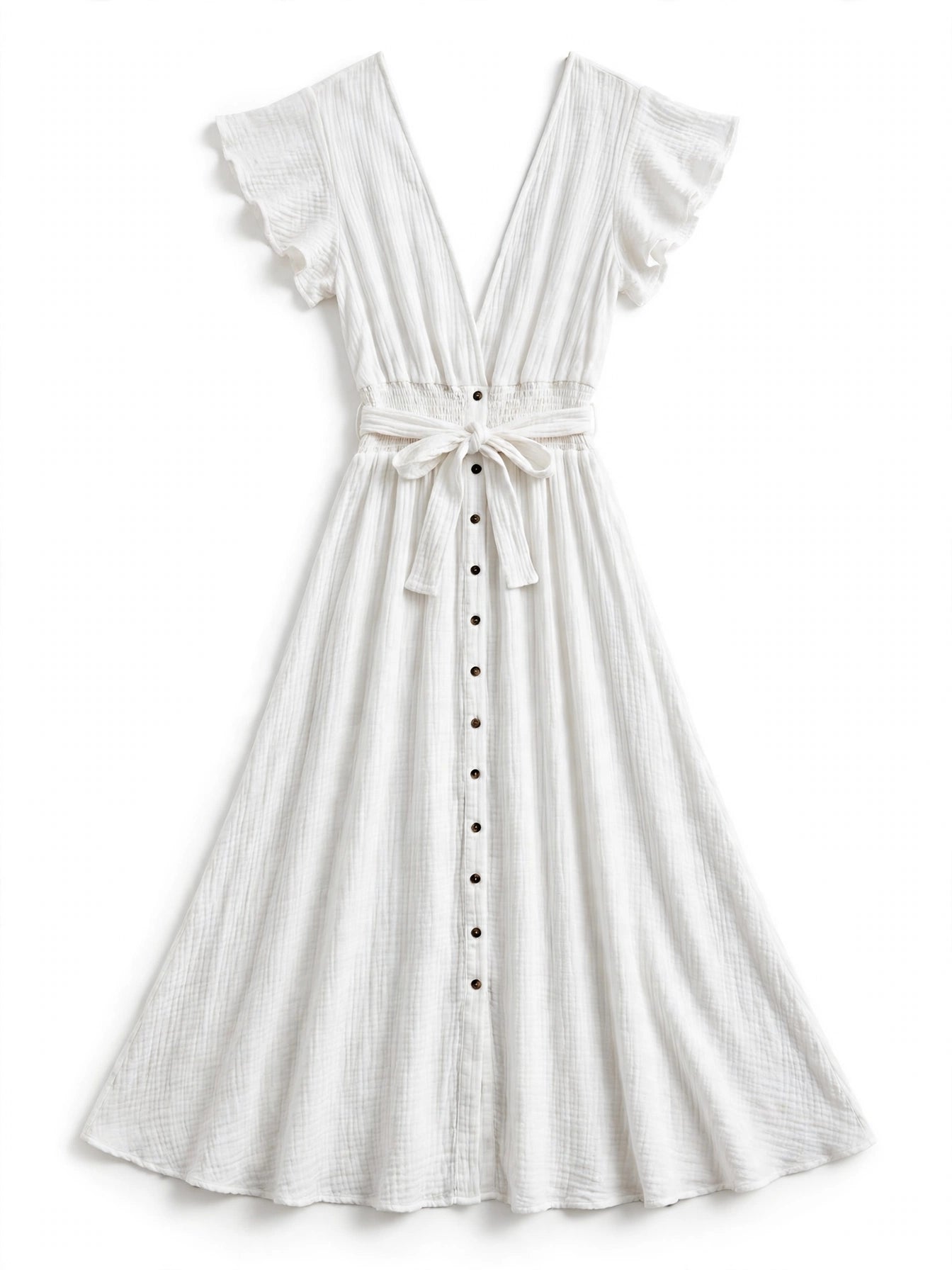 Vera Draymere | Button Front V-Neck Maxi Dress For Women