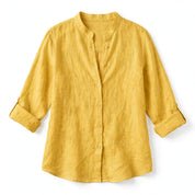 Rachele Selcroft | Linen-Look Button Front Blouse For Women