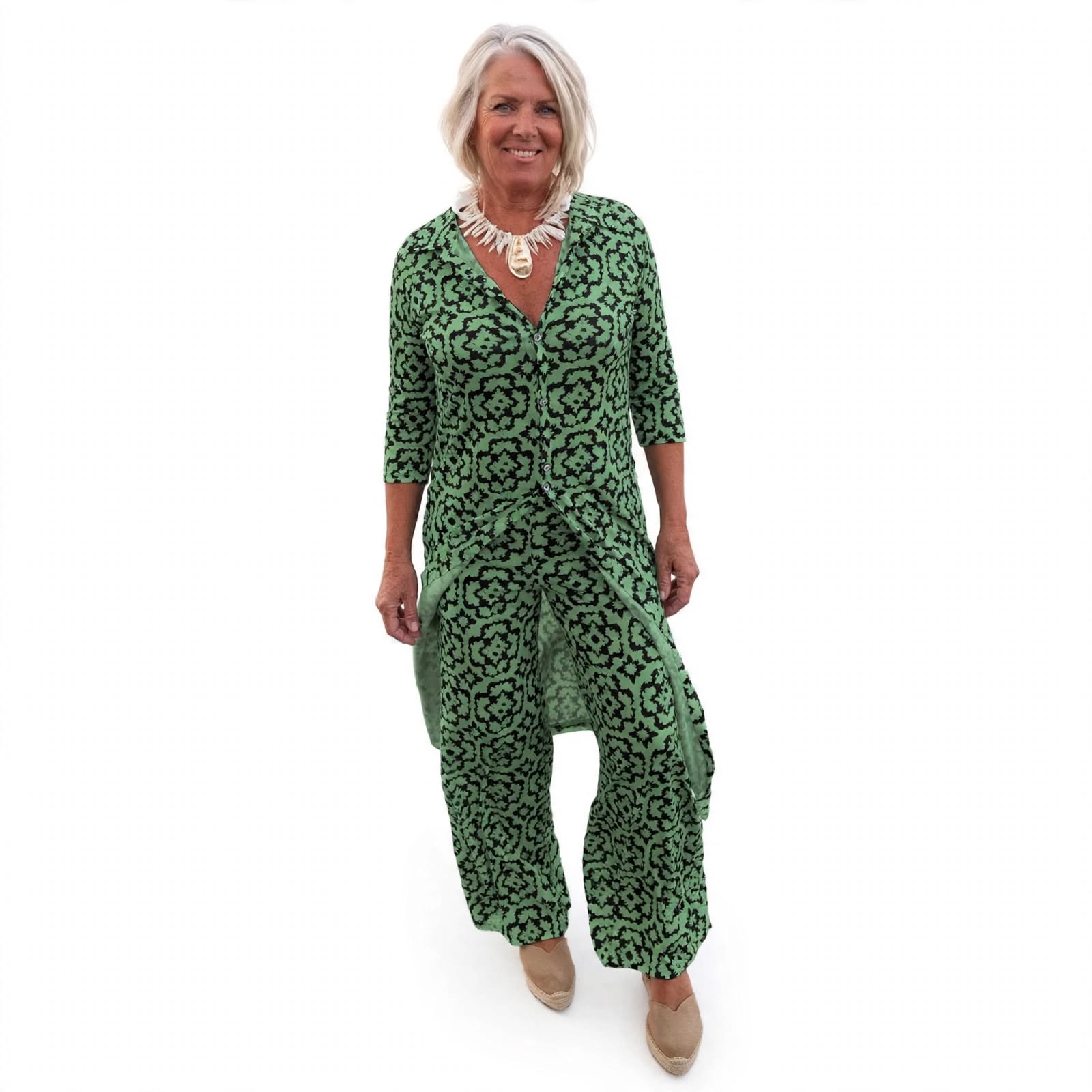 Rosalba Morholt | Printed Tunic & Wide-Leg Trousers Set For Women