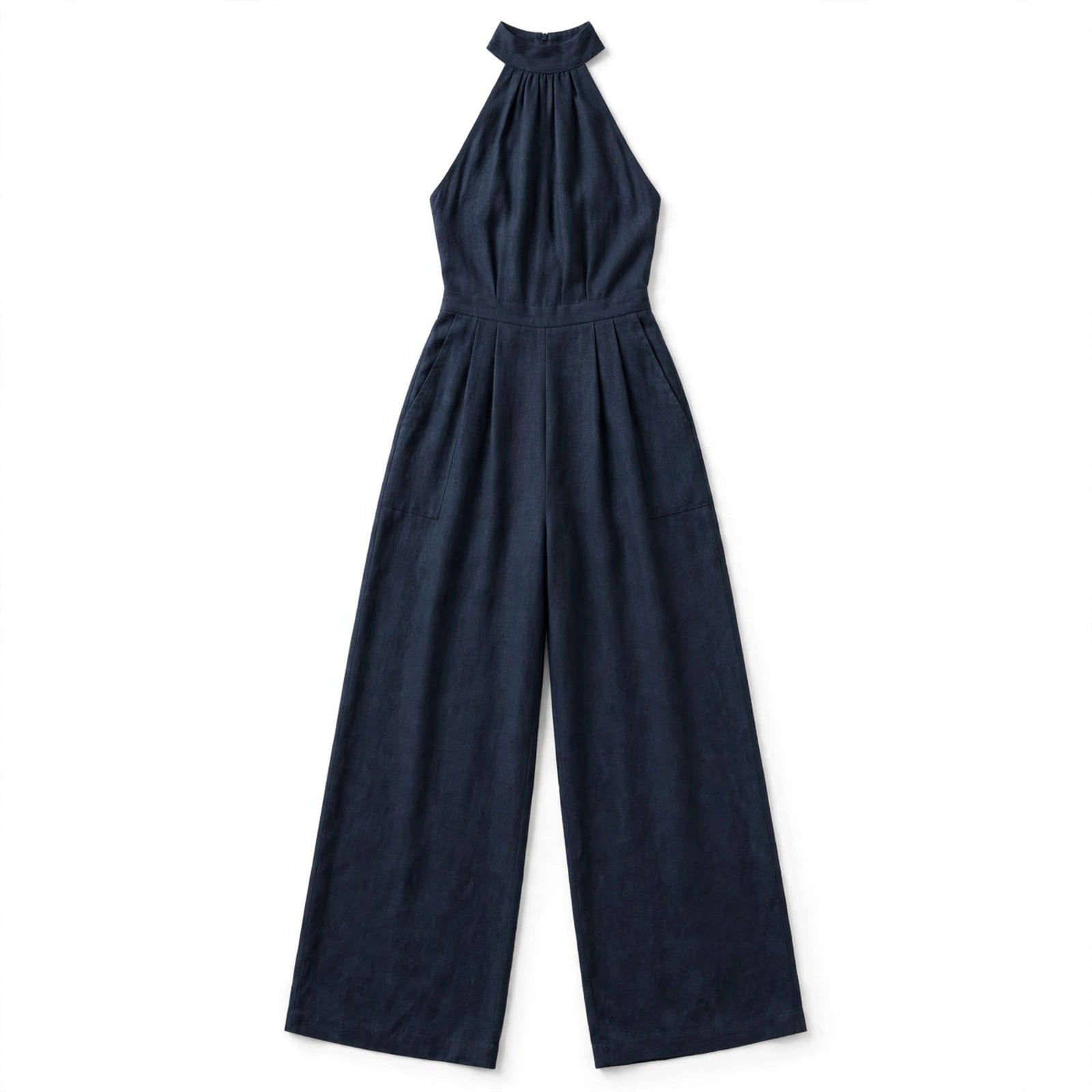 Fabrizia Dunham | Navy Halter Neck Wide-Leg Jumpsuit For Women