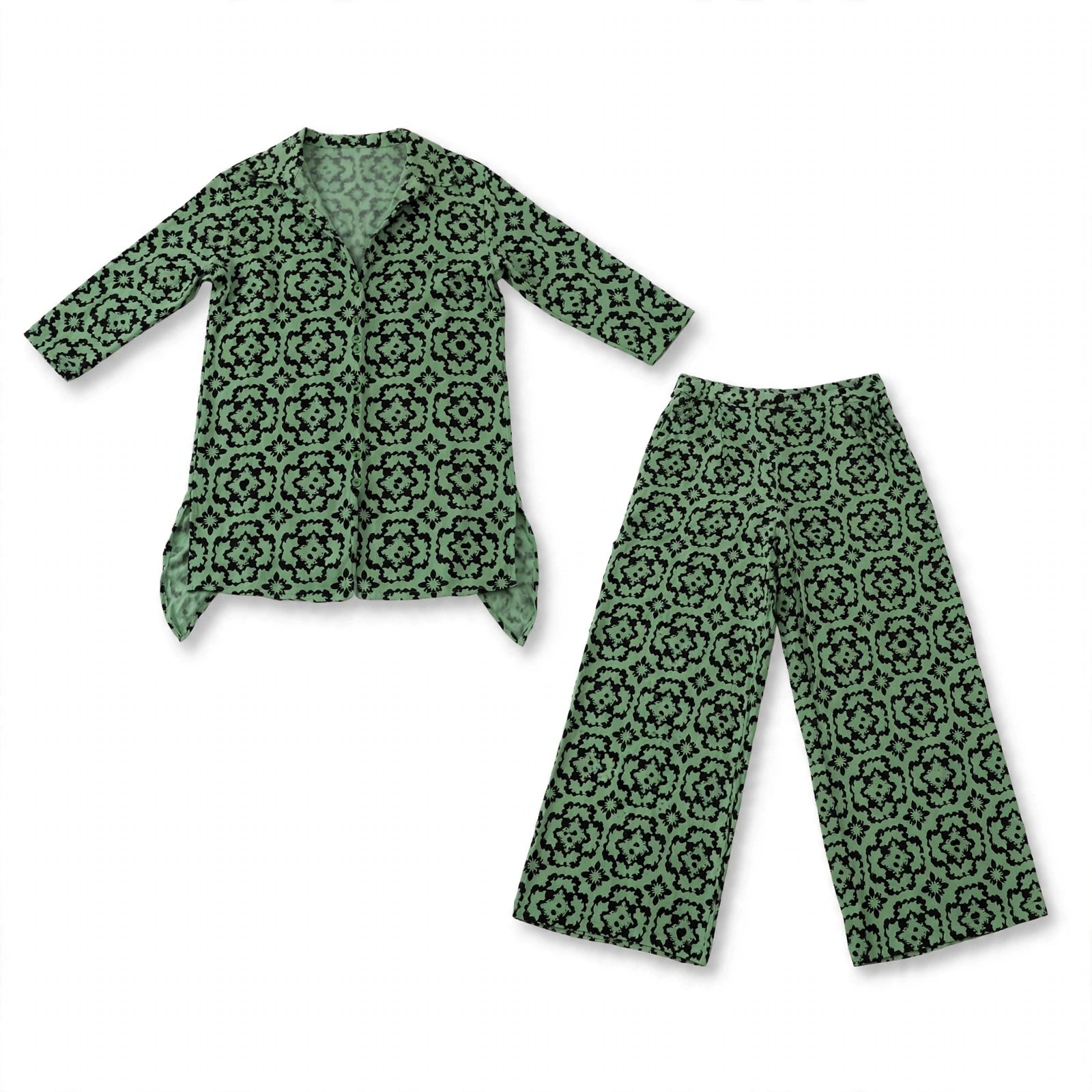 Rosalba Morholt | Printed Tunic & Wide-Leg Trousers Set For Women