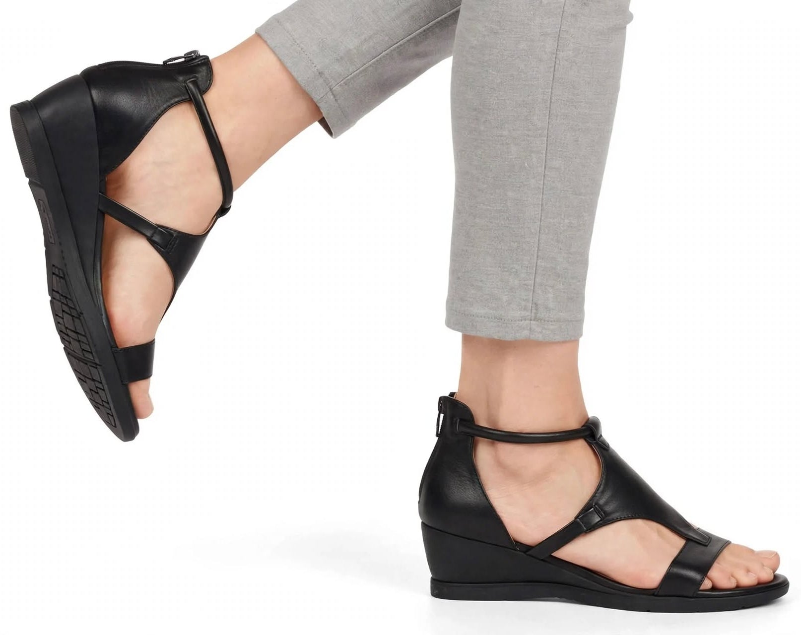 Costanza Wickhurst | T-Strap Back-Zip Wedge Sandals For Women