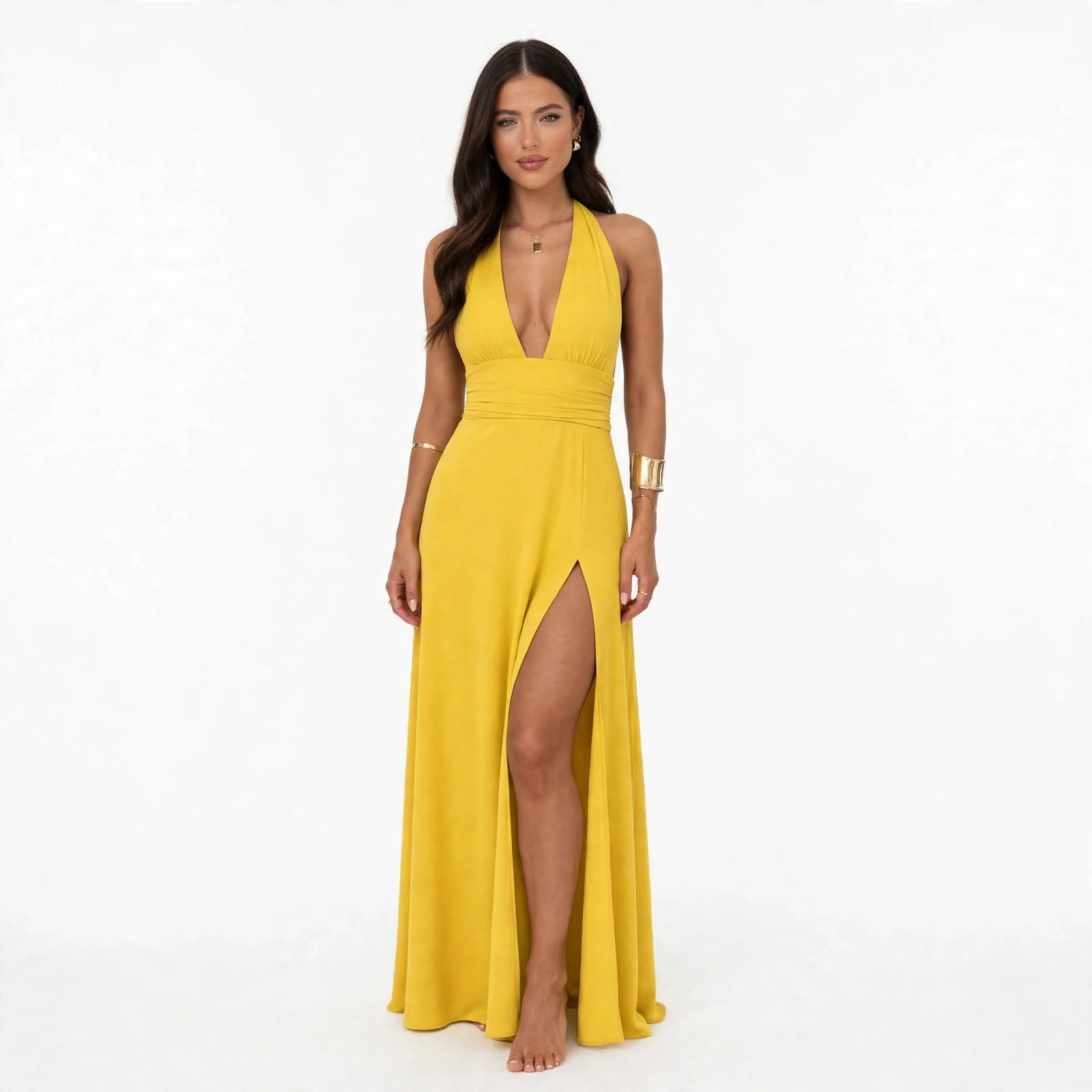Enrica Tarworth | Halter V-Neck Split Maxi Dress For Women