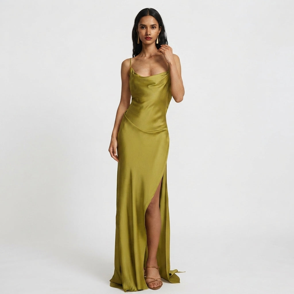 Imogen Carrington | Satin Cowl Neck Slip Maxi Dress For Women