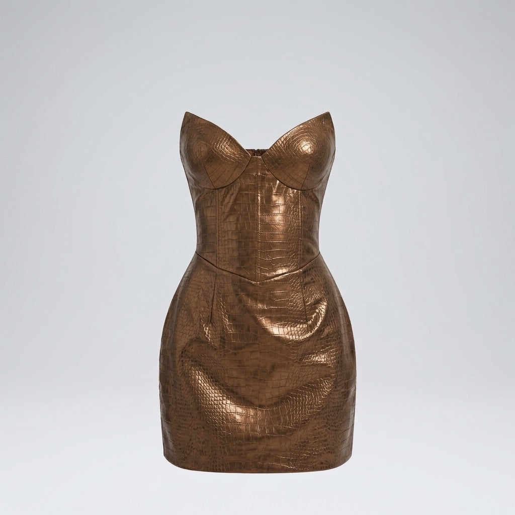 Imogen Sheath | Crocodile-Textured Mini Dress For Women