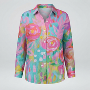 Charlotte King | Vibrant Floral Print Cotton Blouse For Women