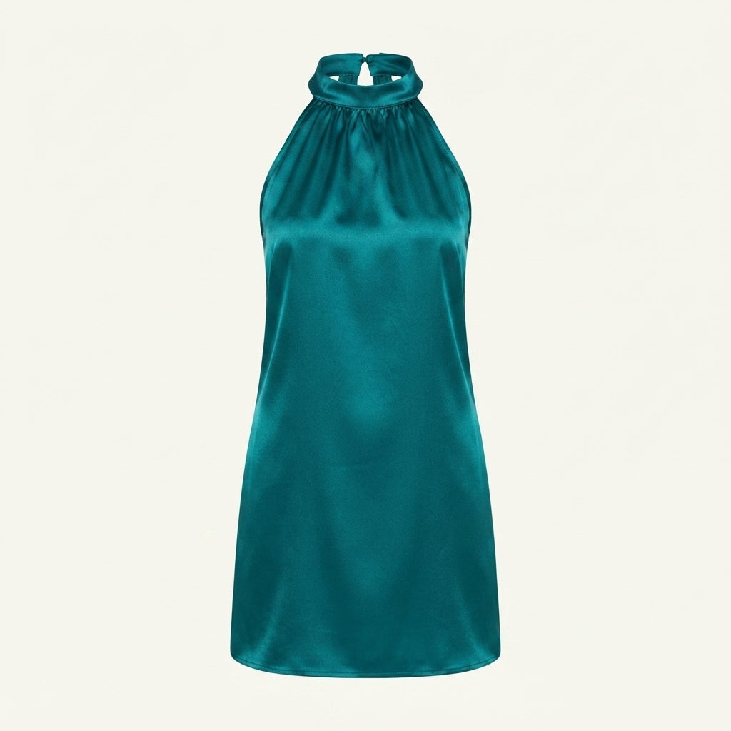 Imogen Walker | Satin Halter-Neck Midi Dress For Women