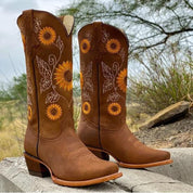 Sunviera Trail | Sunflower Embroidered Cowboy Boots