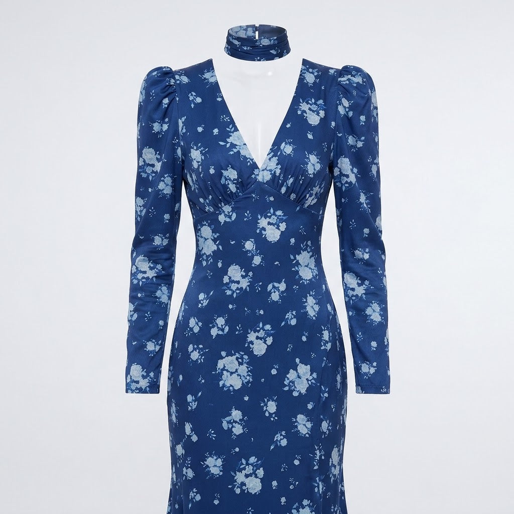 Isabella Kingston | Floral V-Neck Midi Dress For Women