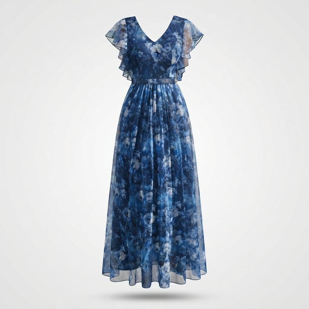 Isabella Reeves | Floral Graduation Dress With Tulle Overlay For Women