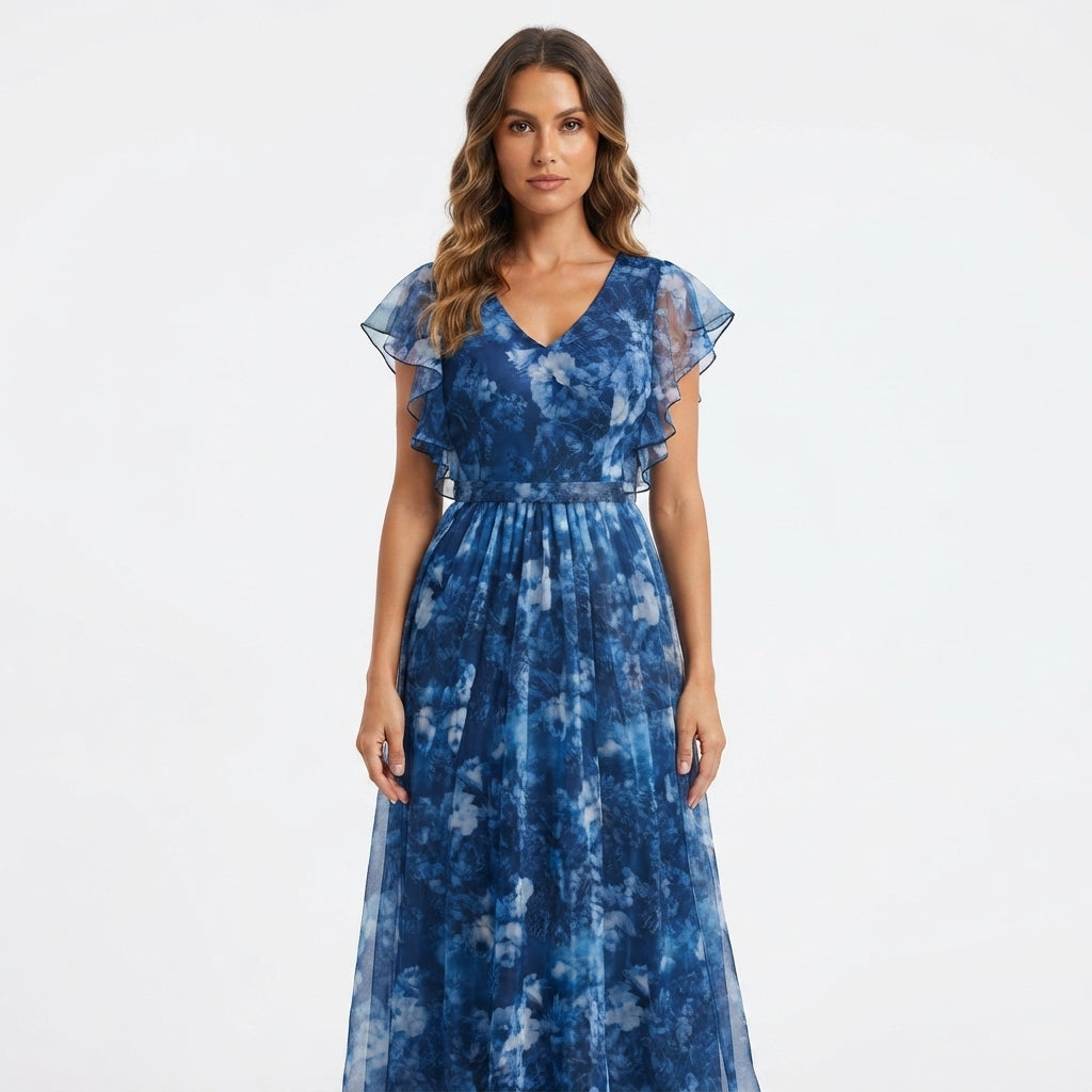 Isabella Reeves | Floral Graduation Dress With Tulle Overlay For Women
