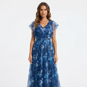 Isabella Reeves | Floral Graduation Dress With Tulle Overlay For Women