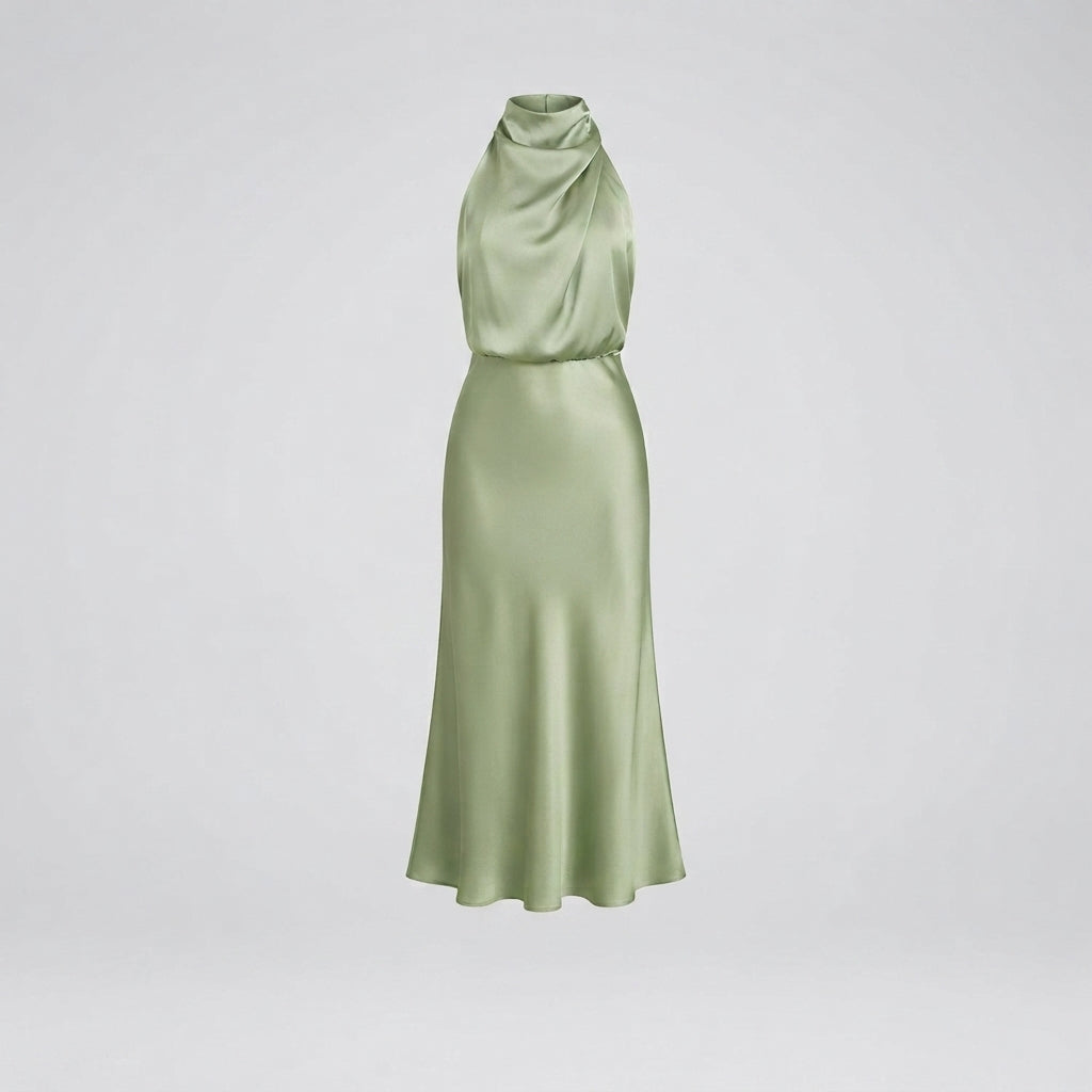 Isla Crompton | Satin Halter Midi Dress For Women