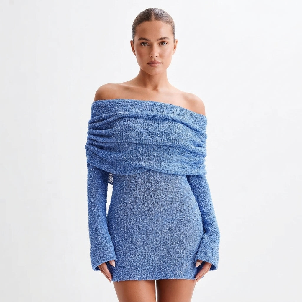 Isla Kelly | Off-Shoulder Knit Mini Dress For Women