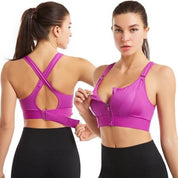 Jade Kingsford | Black Front Zip Cross-Back Sports Bra For Women