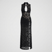 Jade Morrison | Sleeveless Lace Slit Evening Maxi Dress For Women