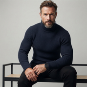 James Thornton | Ribbed Turtleneck Slim Fit Sweater For Men