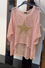 Charlotte Sheridan | Star Detail Crochet Knit Top For Women
