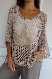 Charlotte Sheridan | Star Detail Crochet Knit Top For Women